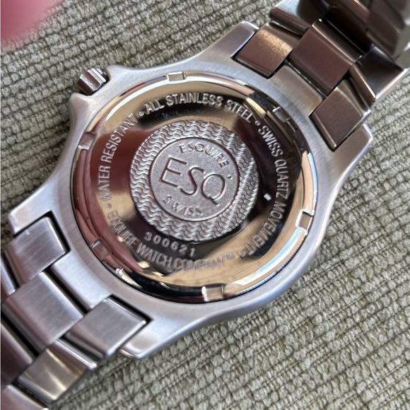 VINTAGE ESQUIRE ESQ MEN’S WATCH ALL SILVER - Picture 3 of 8